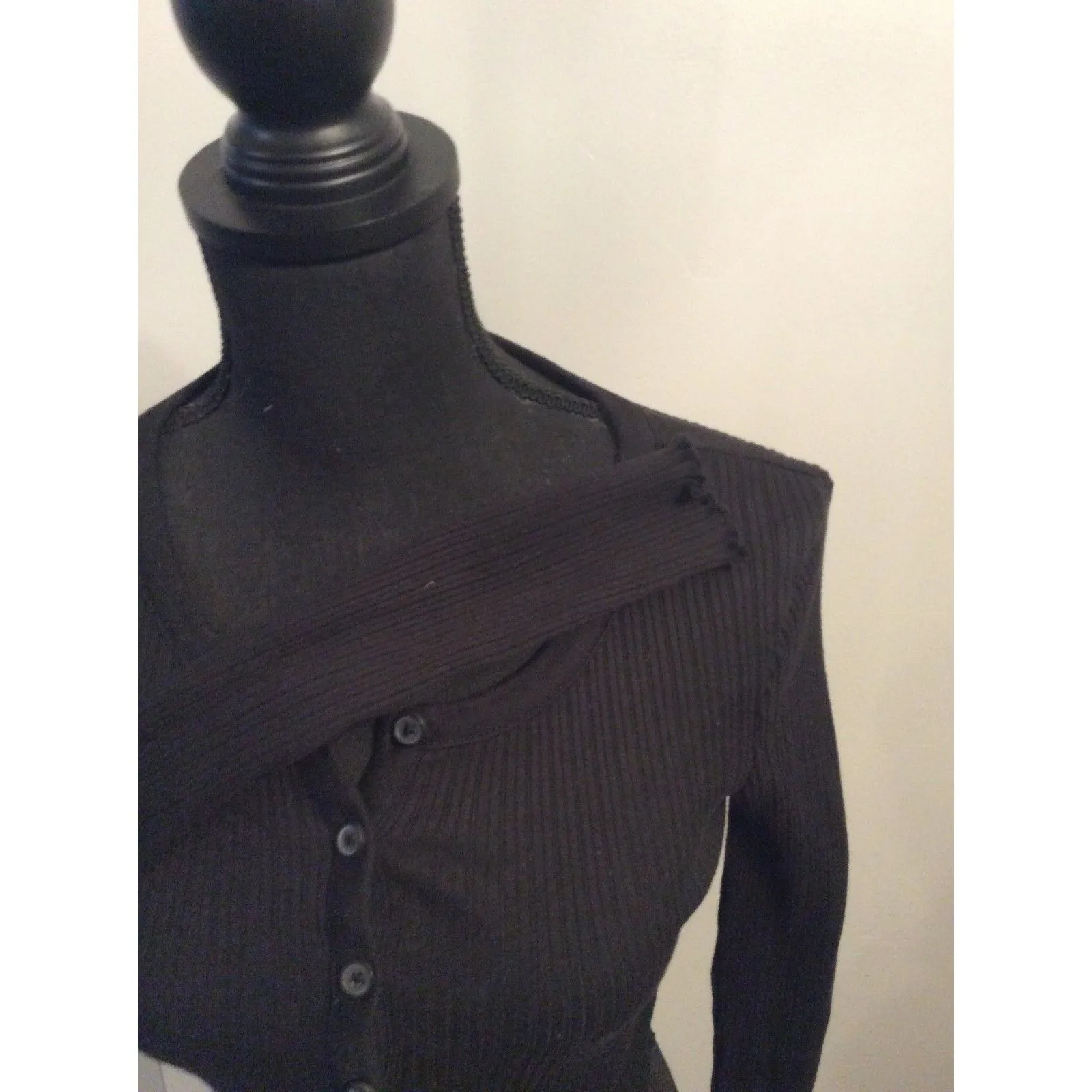 Aeropostale Black Long Sleeve Ribbed Cropped Top Womens Large L - Image 3