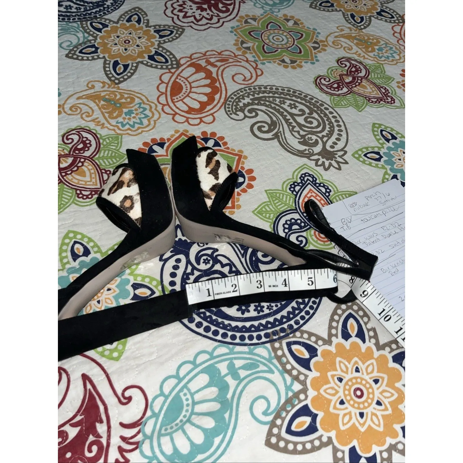 ASOS Platform Heeled Animal Print Sandal Faux Suede Size 5 - Image 8