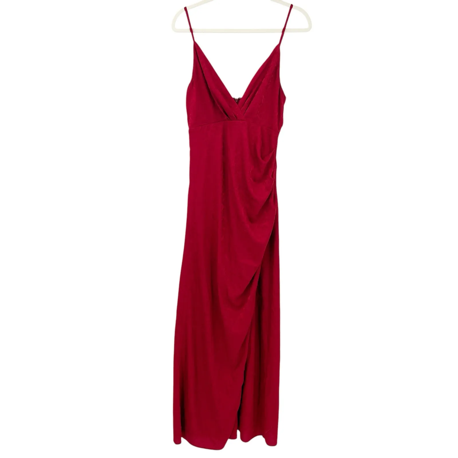 Lulus Party Perfectly Primped Wine Red Floral Satin Jacquard Maxi Dress Size‎ S - Image 3