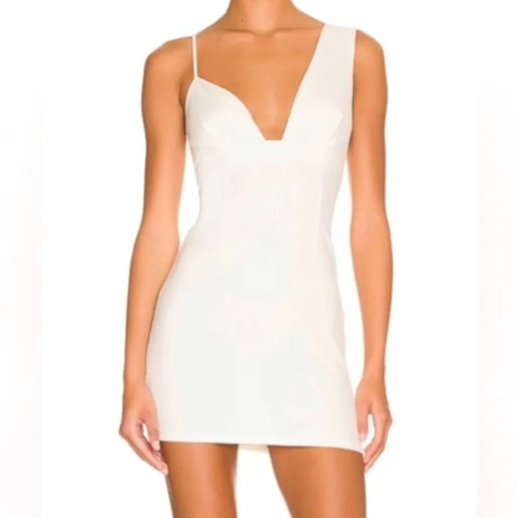 Revolve Superdown Eleanor Mini Asymmetrical Dress in White size Small Bride $78 - Image 2