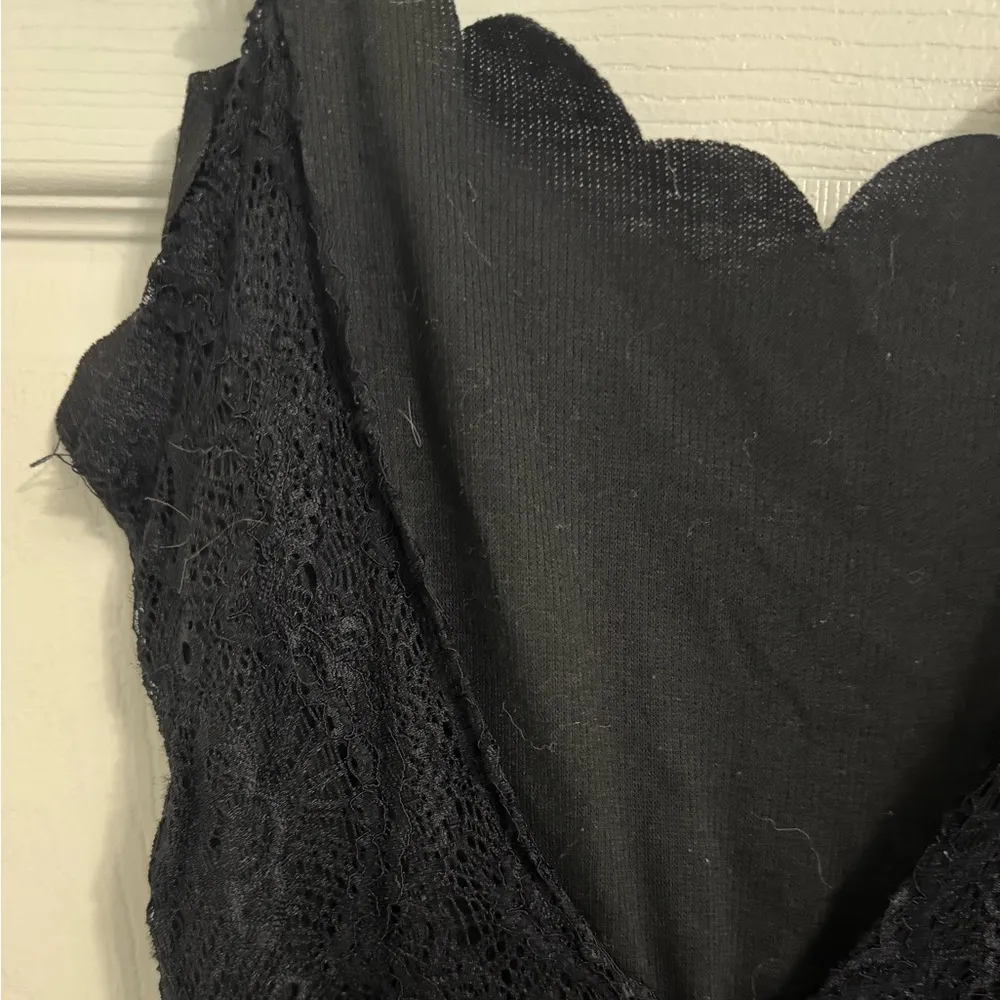 Scalloped Black Bodysuit Size M - Image 3