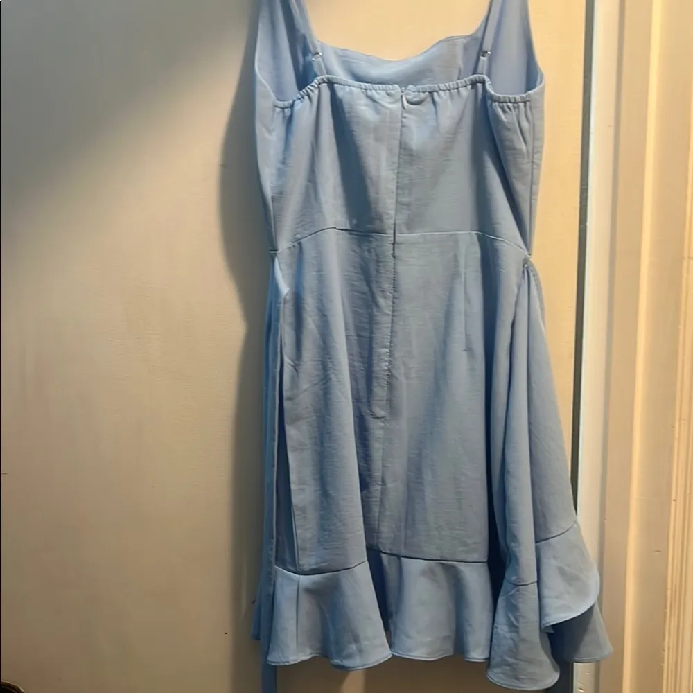 Mini Dress Sexy Party Dress Square Neck Spaghetti Straps Short Flowy Small Blue - Image 9