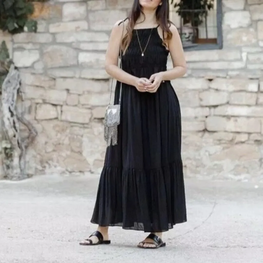 NWT ZARA TEXTURED DRESS TIE STRAP MIDI MAXI BLACK 7200/118 XS BLOGGERS F… - Image 6