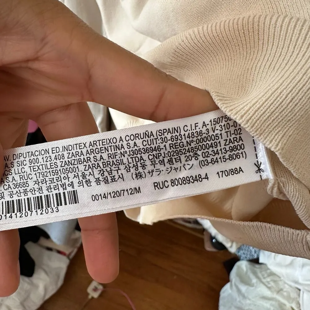 Zara Combination Knit Sweater Croquette Bow Size Medium Cream White Cottage core - Image 11