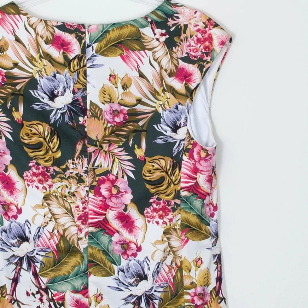 Catherine Malandrino Floral Sheath Dress Tropical Office Womens Size 10 - Image 6