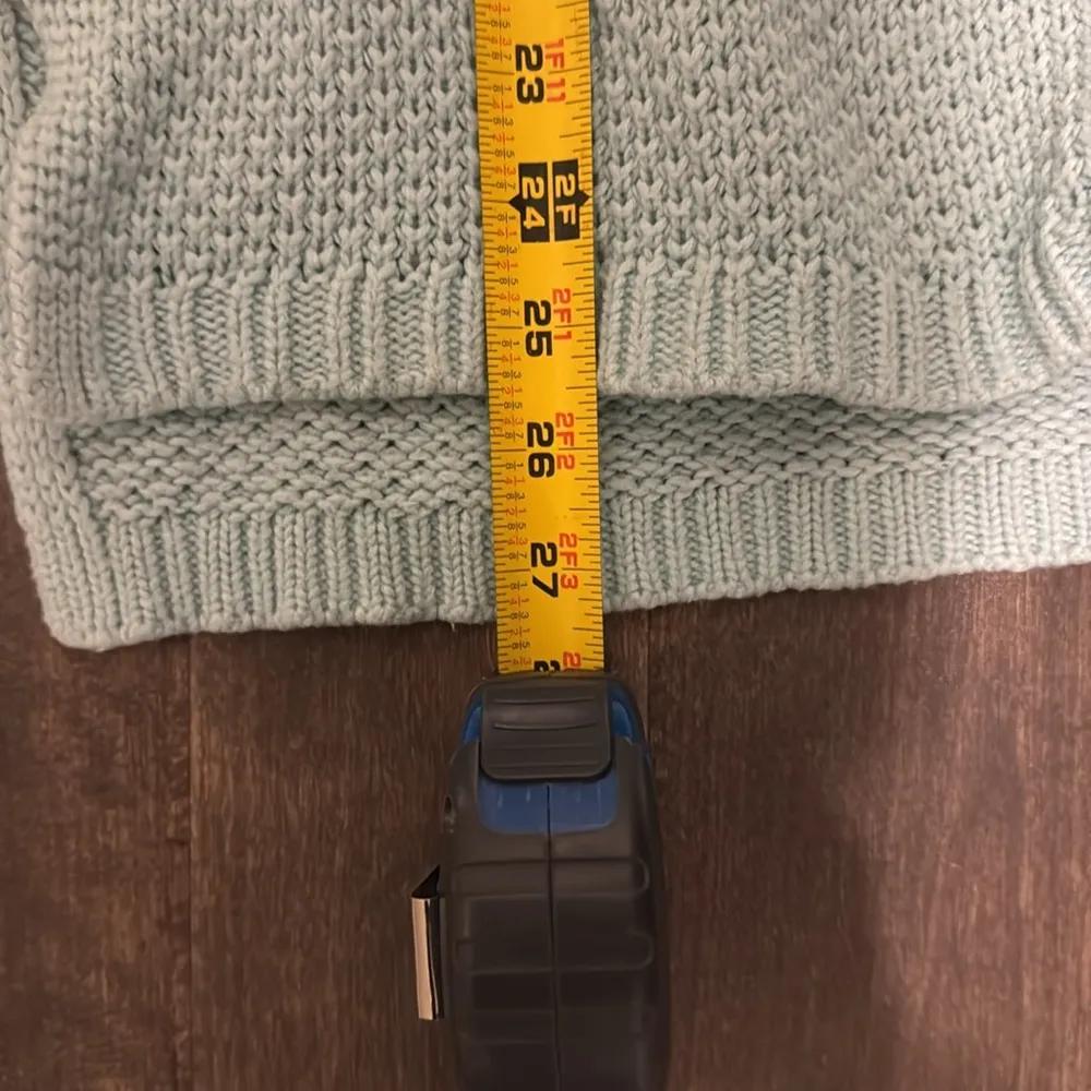 Talbots  Sky Blue Size M Sweater Turtleneck Loose Longer Length Waffle Kn… - Image 3