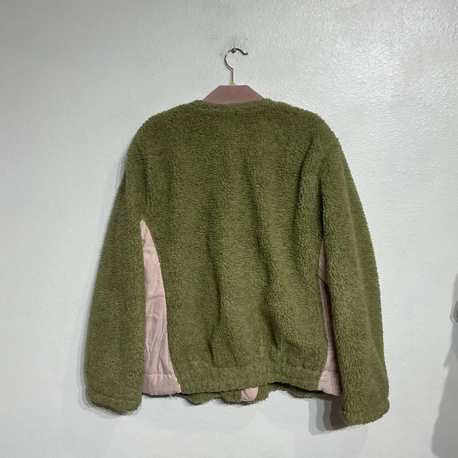 Free People We The Free Green Rivington Sherpa Bomber Jacket Sz S - Image 10