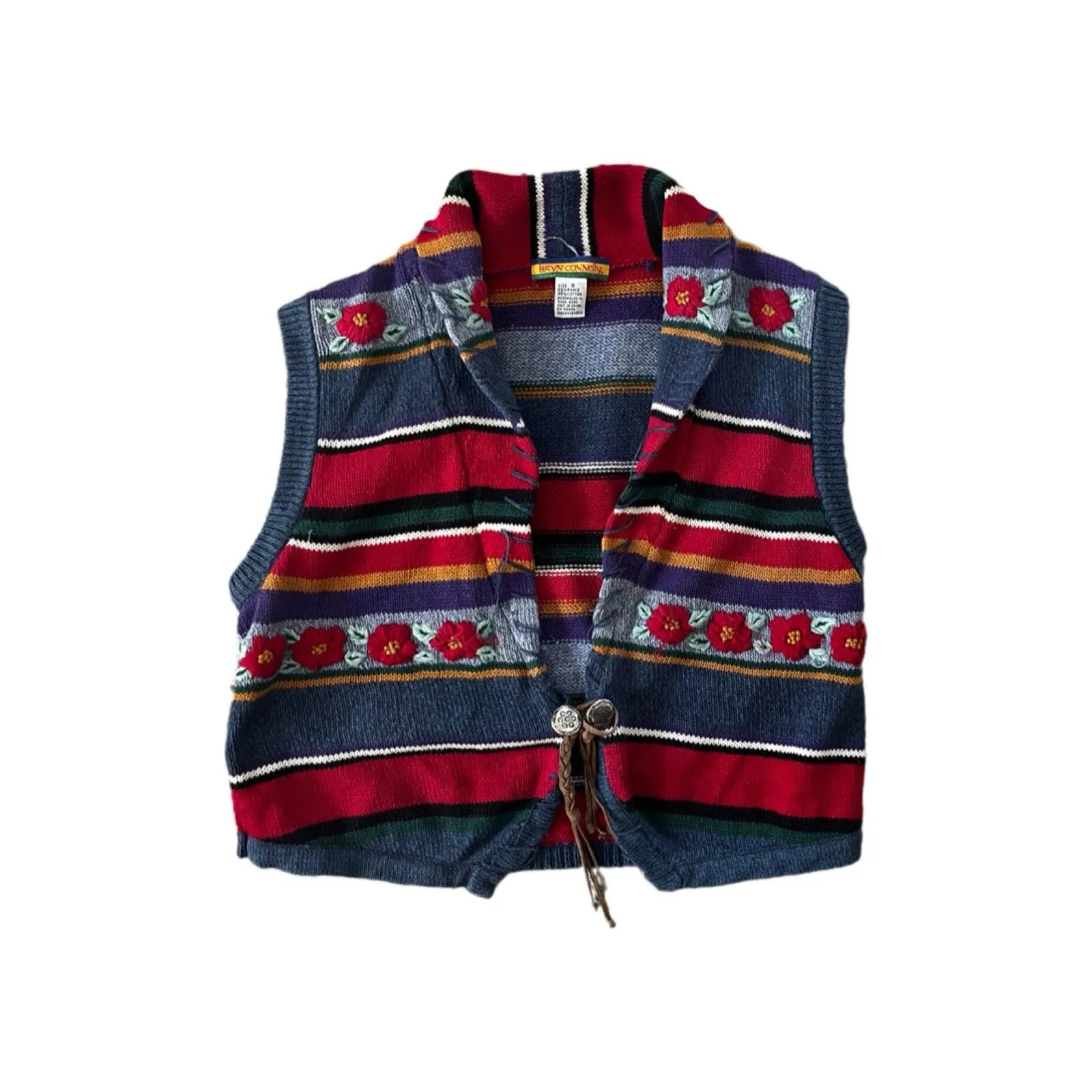Brynn Connelly Western Knit Sweater Vest Blue - Image 4
