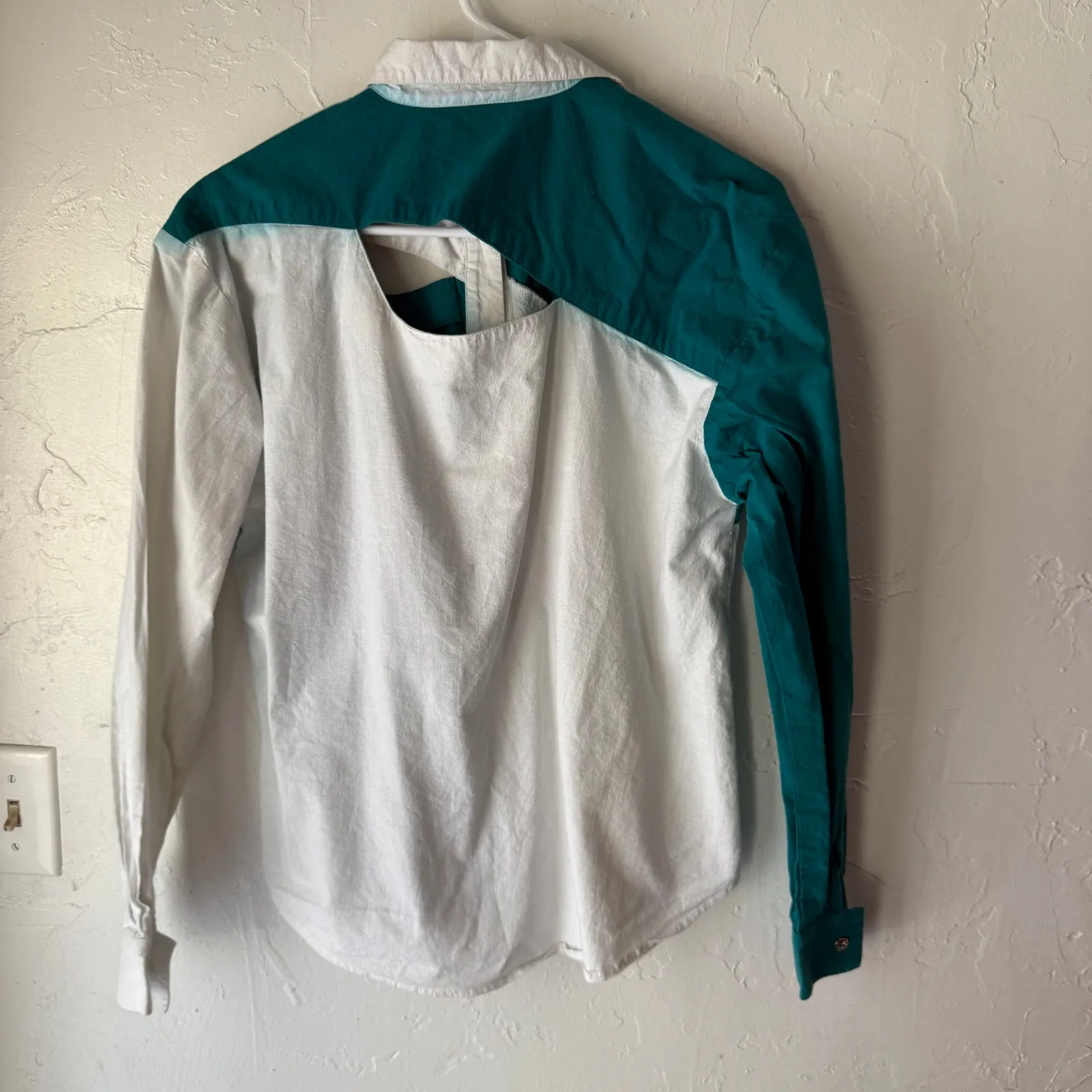 Vintage 80s Lilia Smith Western Shirt Small‎ USA Made Colorblock Yoke Snap Top White - Image 6