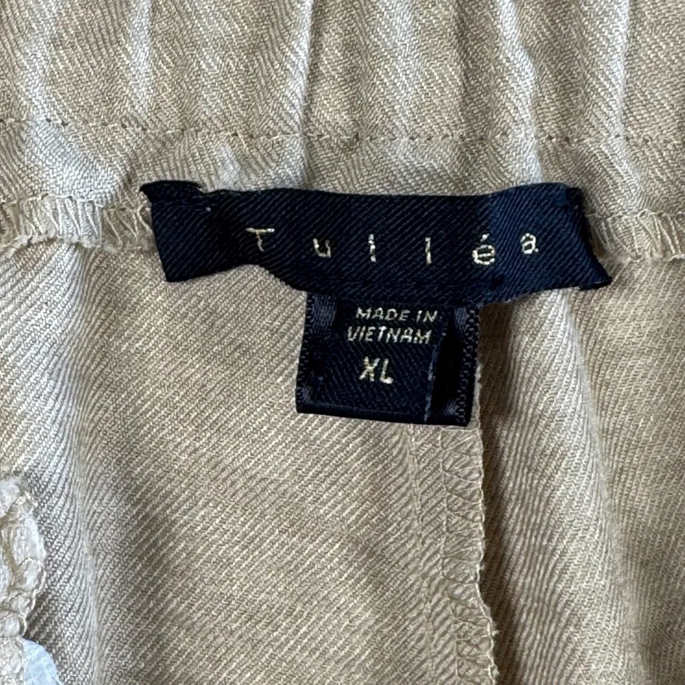 Tulléa Wide Leg Pleated Pants High Waist Career Casual XL Old Money Lightweight Tan - Image 3