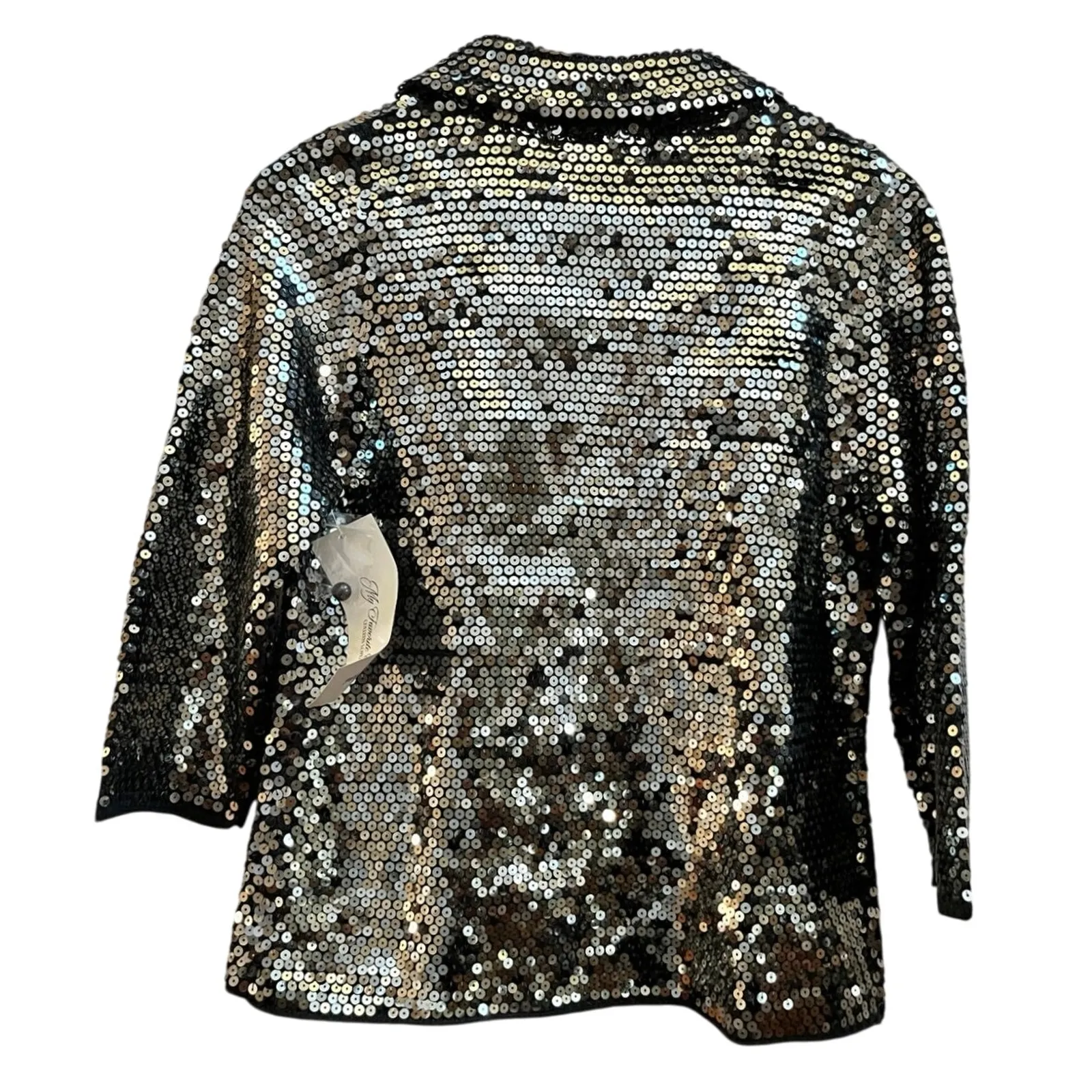 Colleen Lopez New Bracelet Sleeve Sequin Button Blazer Medium Festive Party Black - Image 5