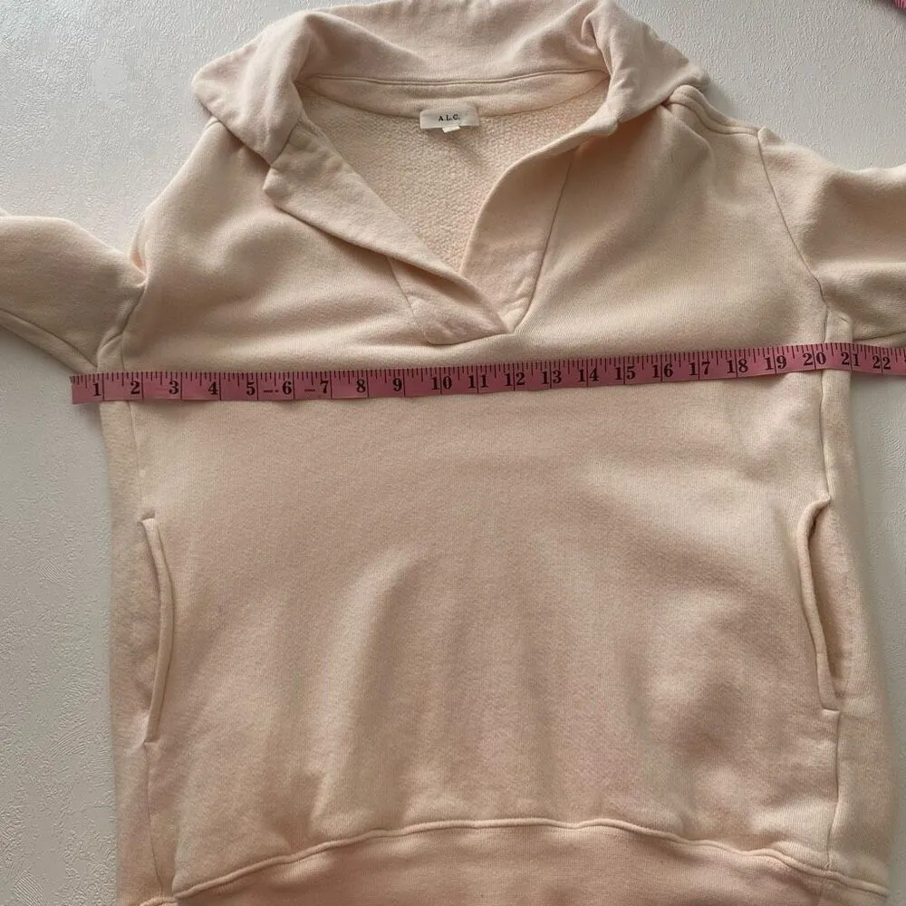 A.L.C. Blush Pink Collared Sweatshirt | Pullover Fleece Top Size XS - Image 4