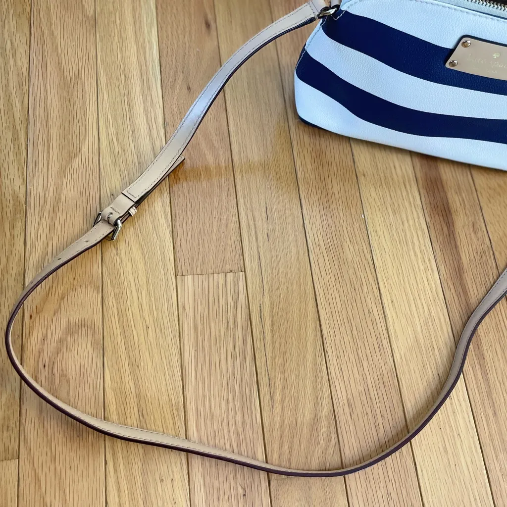 Kate Spade Blue and White Striped Crossbody - Image 6