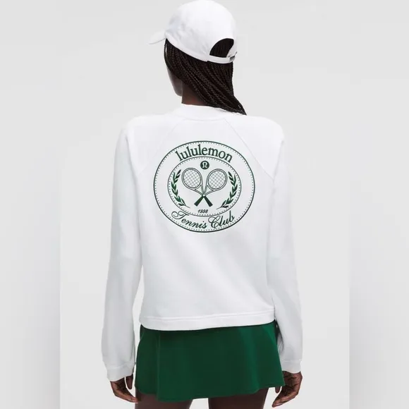 Lululemon NWT Cotton French Terry Crewneck Pullover Tennis Club White Alouette S - Image 2