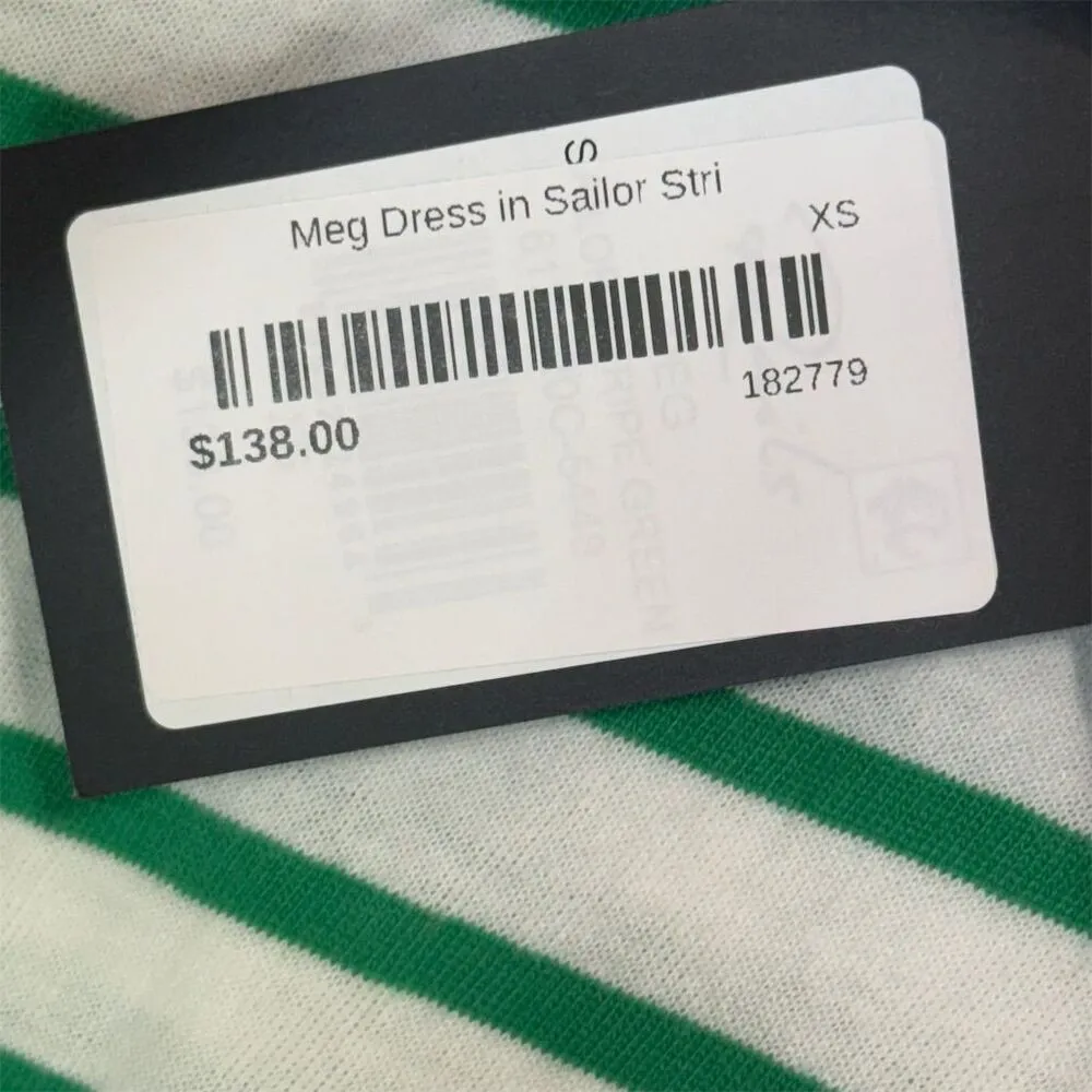 Rails Meg Dress XS Green White Sailor Stripe Tank‎ Midi Dress NWT $138 Cotton - Image 6