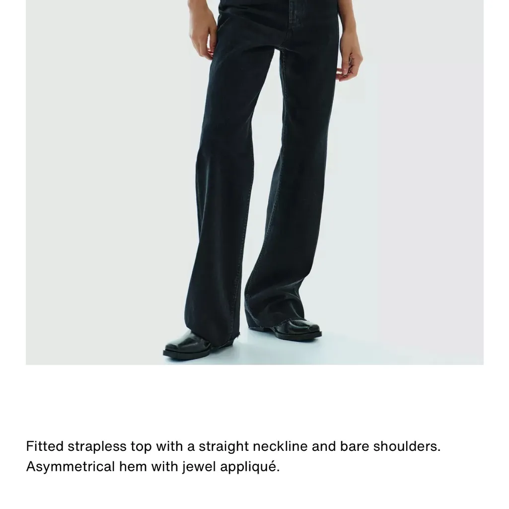 Zara NWT white tassel rhinestone embellishment fringe hem asymmetrical top - Image 2