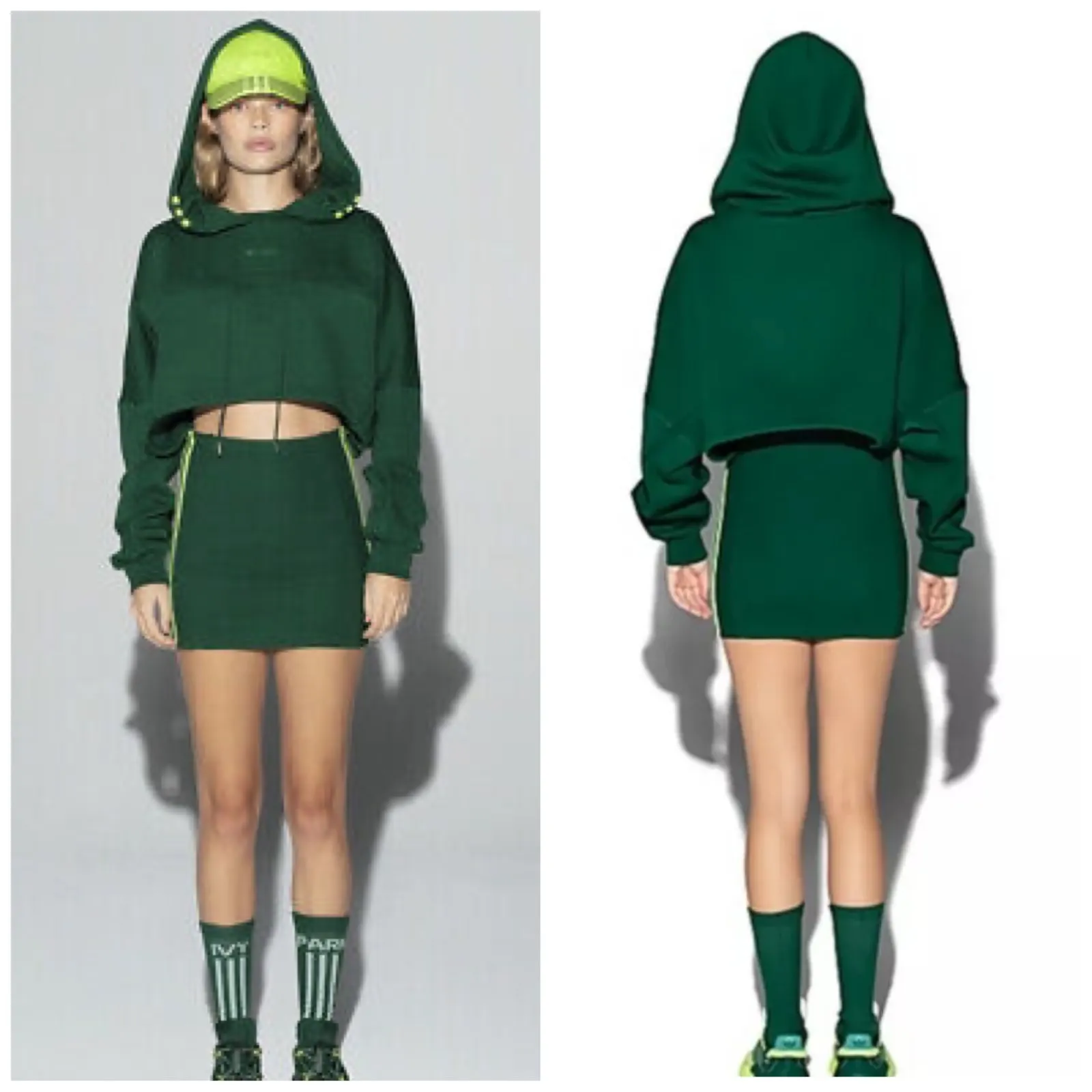Adidas Ivy Park Green Hooded Mini Dress Set - Image 2