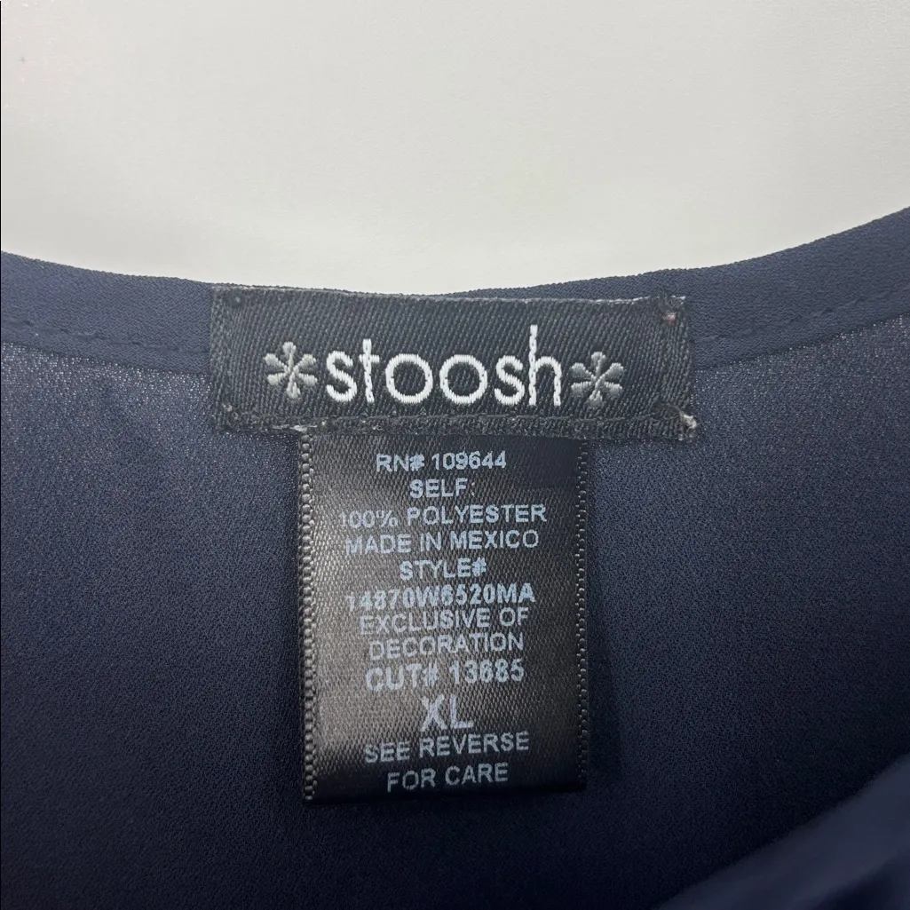 Stoosh Semi Sheer Spaghetti Strap Tassel Crop Top Women’s Size XL in Navy Blue - Image 2