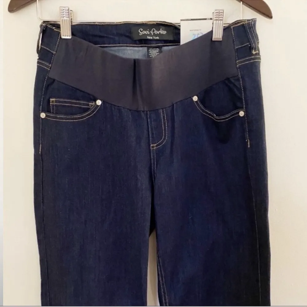 Savi Parker Maternity Jeans Size 29 NEW Dark Blue Wash Low Panel Stretch Waist - Image 2