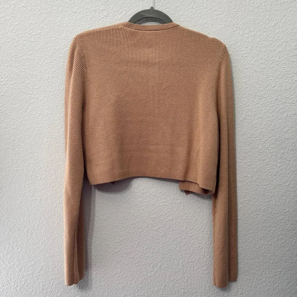 NEW Levi's Norma Sweater Crop Wool Blend Knit Tan Brown Size Large MSRP $80 - Image 5
