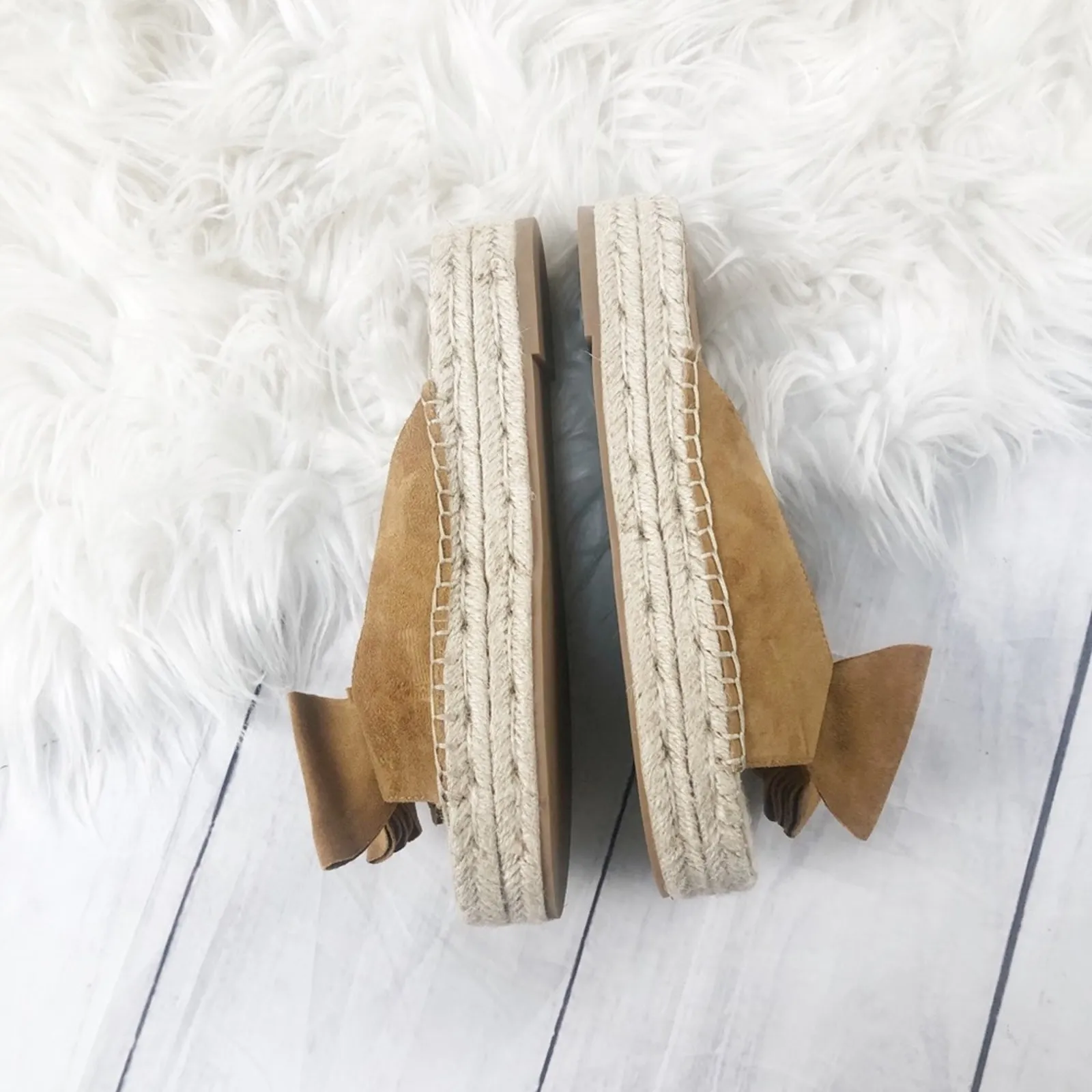 Singerson Morrison Women's Verane‎ Brown Suede Bow Platform Sandal 37 Size 6 - Image 5