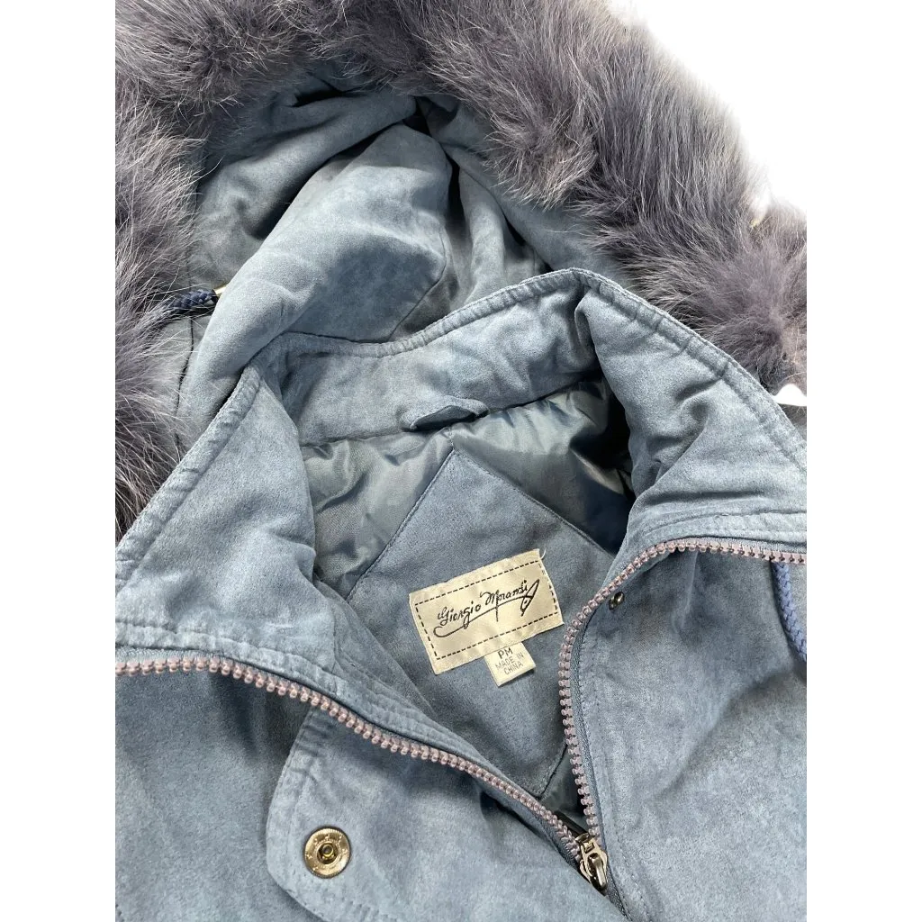Vintage Giorgio Armani Womens blue Faux Fur Hood Parka coat size PM SKU 9271 - Image 6