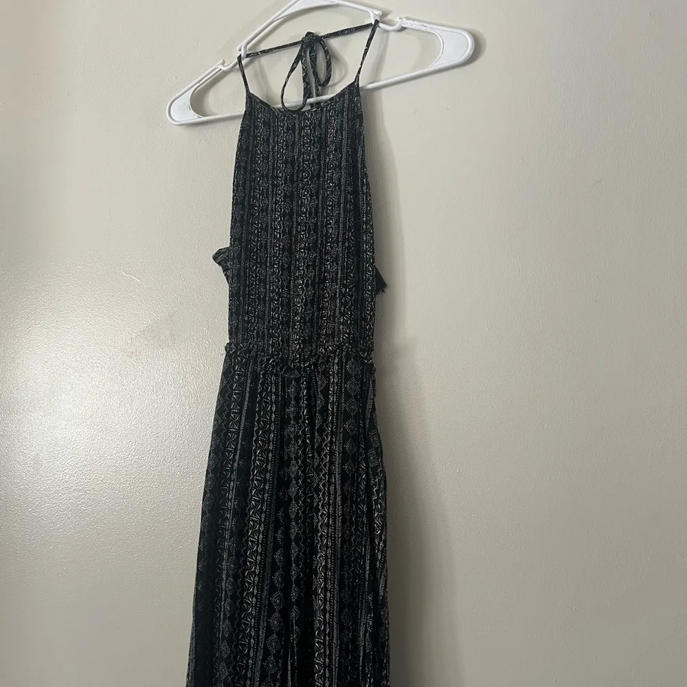 Black Ruched Backless Halter Jumpsuit Size M - Image 2