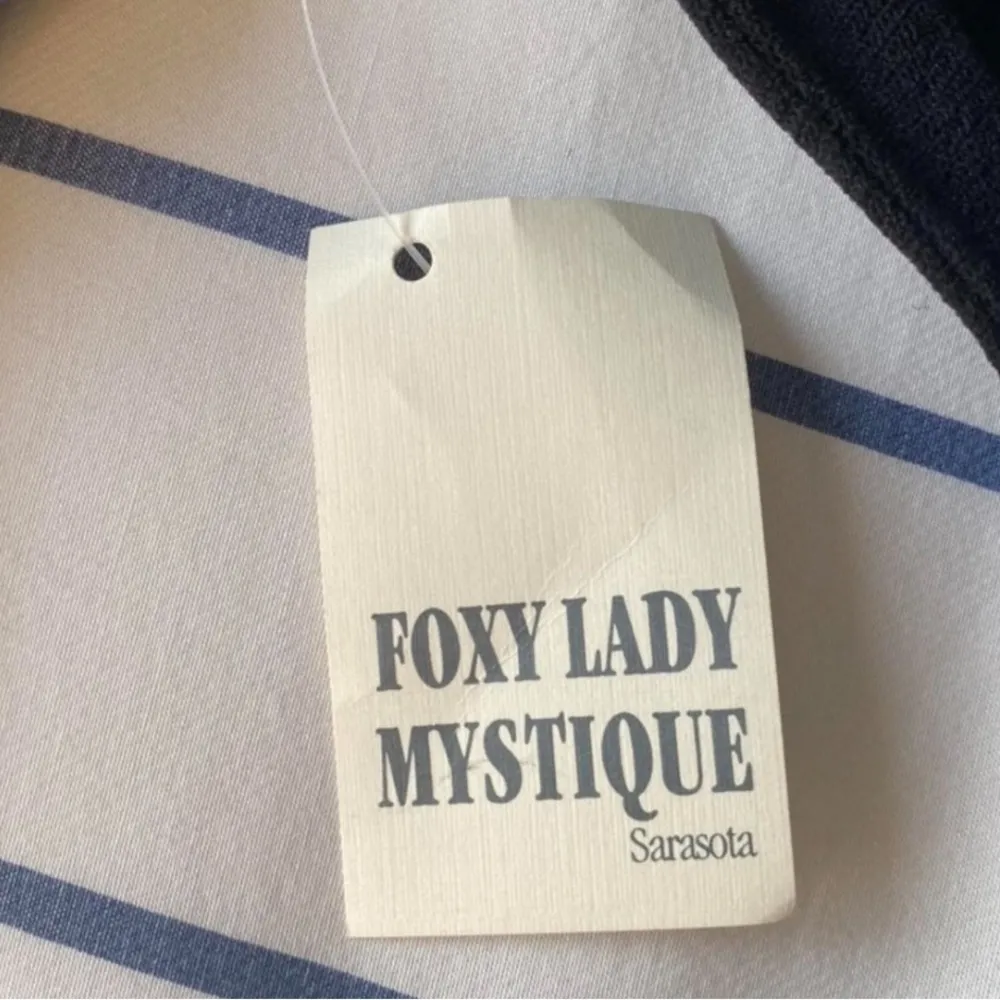 Foxy lady mystique sheer shirt with purple floral detailing and scalloped bottom - Image 4