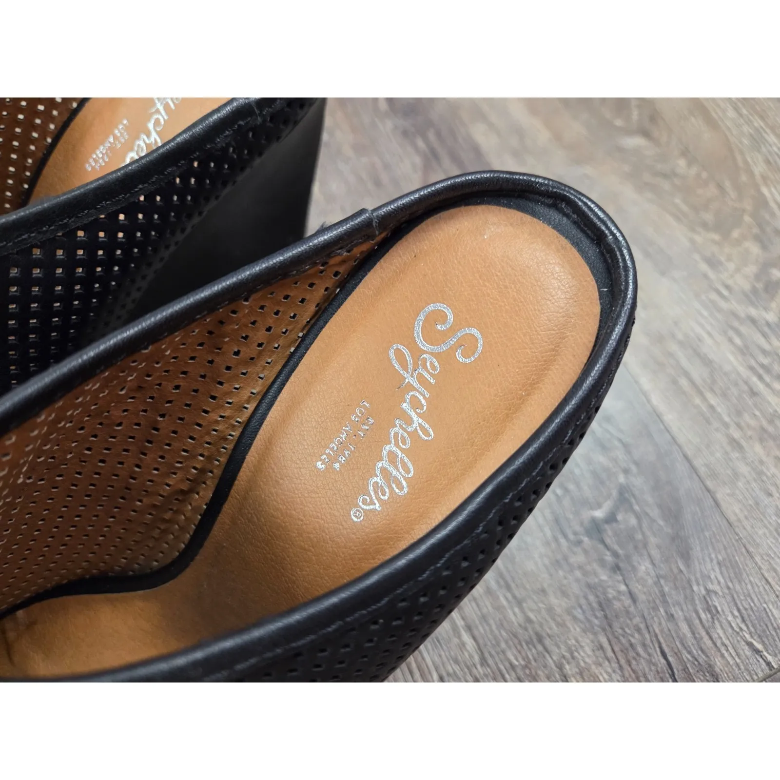 Seychelles Perfect Match Black Suede Leather Mule Wedges Heels Shoes 7 - Image 2