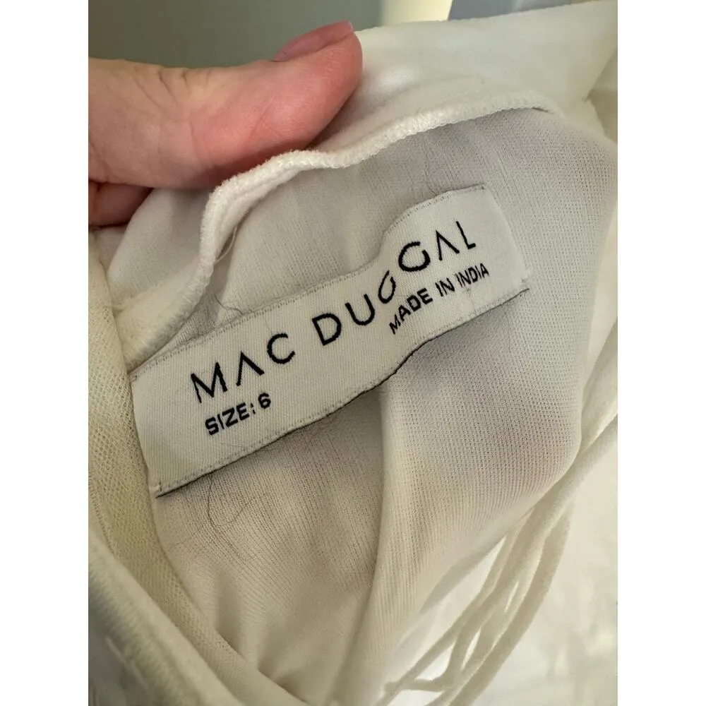 Mac Duggal NWT Lace Up Back Ruffle Skirt Dress in White Size 6 - Image 6