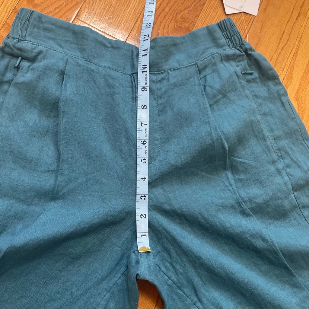 Athleta Playa Linen Bermuda Shorts in Borealis Teal Blue New Sz 8 Elastic Waist - Image 8