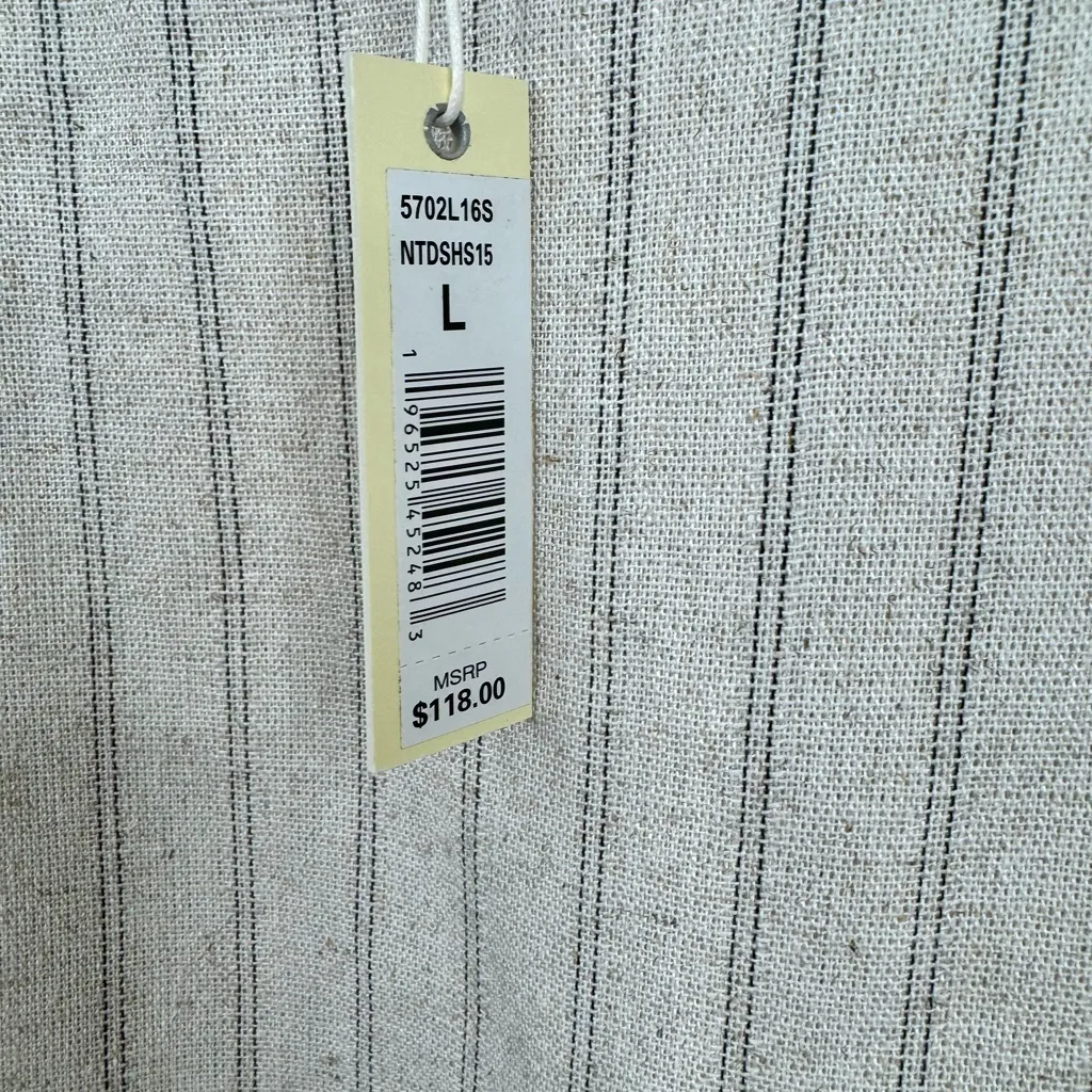 Max Studio Women's Beige Pinstripe Pullon Skirt Size L Linen Blend - Image 5