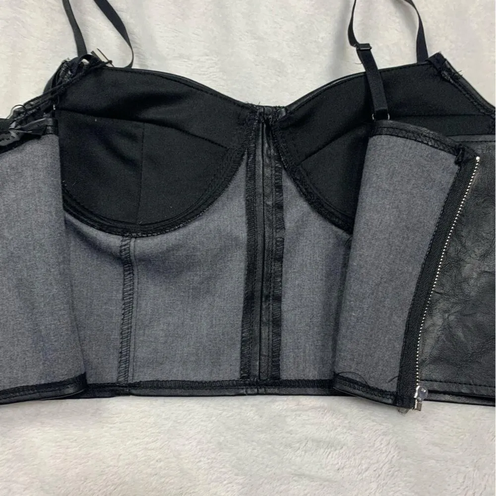 Haute Monde size XL faux leather Black Bustier Top - Image 4