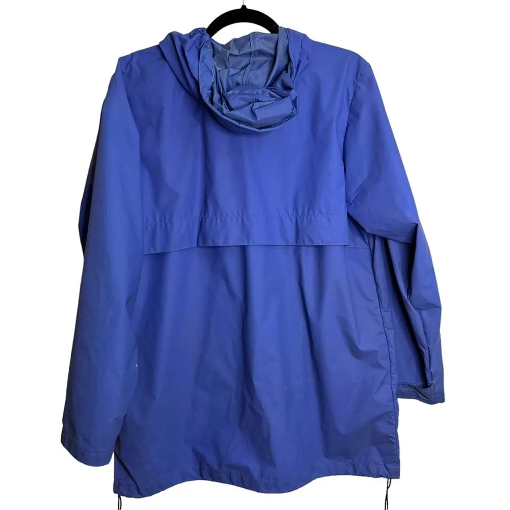 Lands’ End Hooded Mesh Lined Blue Rain Jacket Sz Medium - Image 3
