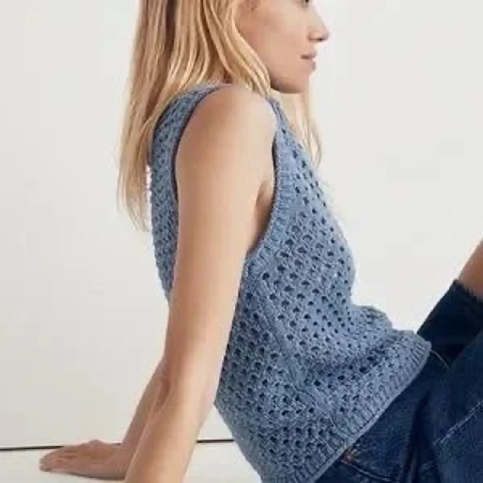 Madewell Open-Stitch Crop Sweater Vest Size‎ XXS New with Tags - Image 3