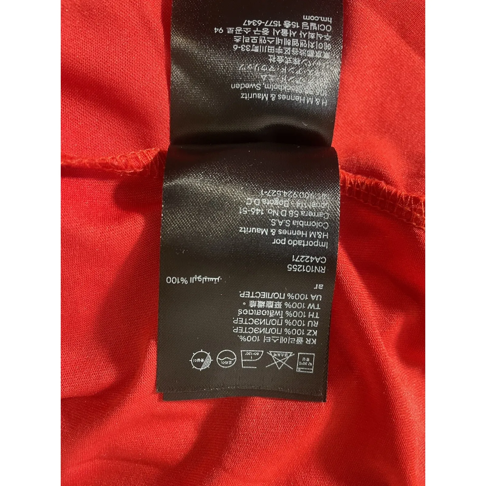 H&M Divided‎ Red Ruffle Floral Mini Dress Long Sleeve Tiered Women's M - Image 8