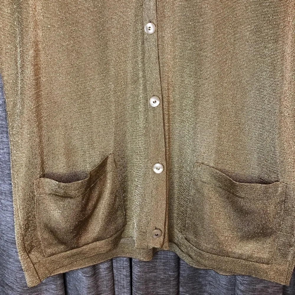 Vintage Gerwi Gold Metallic Button Down Front Sweater Vest Size 14 - Image 8