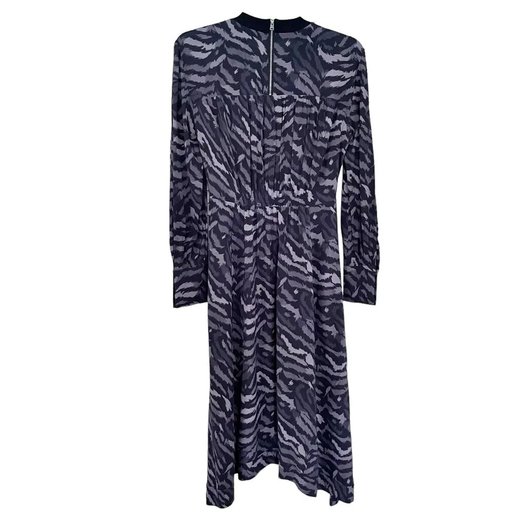 All Saints Fayre Remix Animal Printed Long Sleeve Black Handkerchief Midi Dress - Image 7