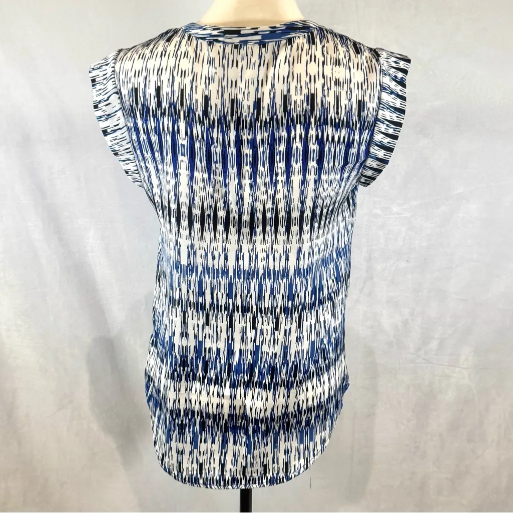 Kenar white black and royal blue notched vneck top size XS - Image 3