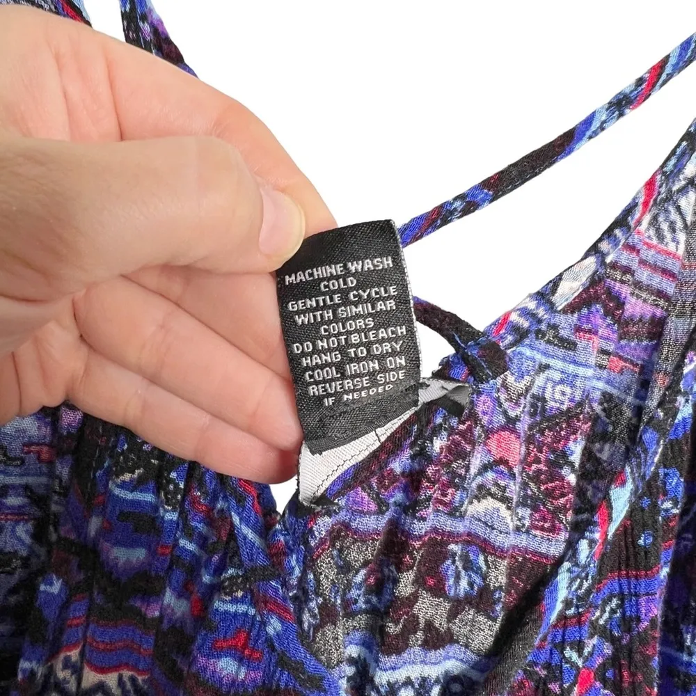 Rue21 Rayon Handkerchief Hem Spaghetti Strap Geometric Print Blouse - Image 7