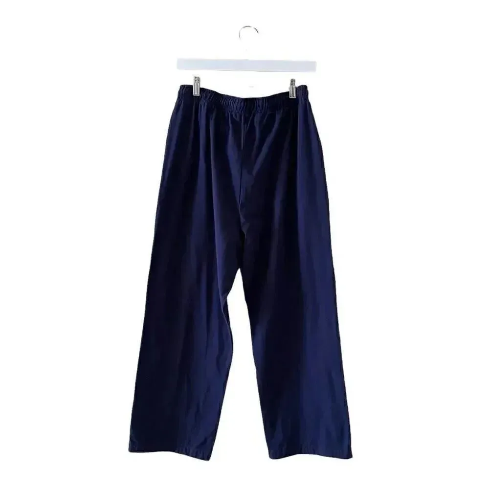 Karen Scott Sport Navy  High Rise Wide Leg Pull On Lounge Athleisure Pants SZ L - Image 9