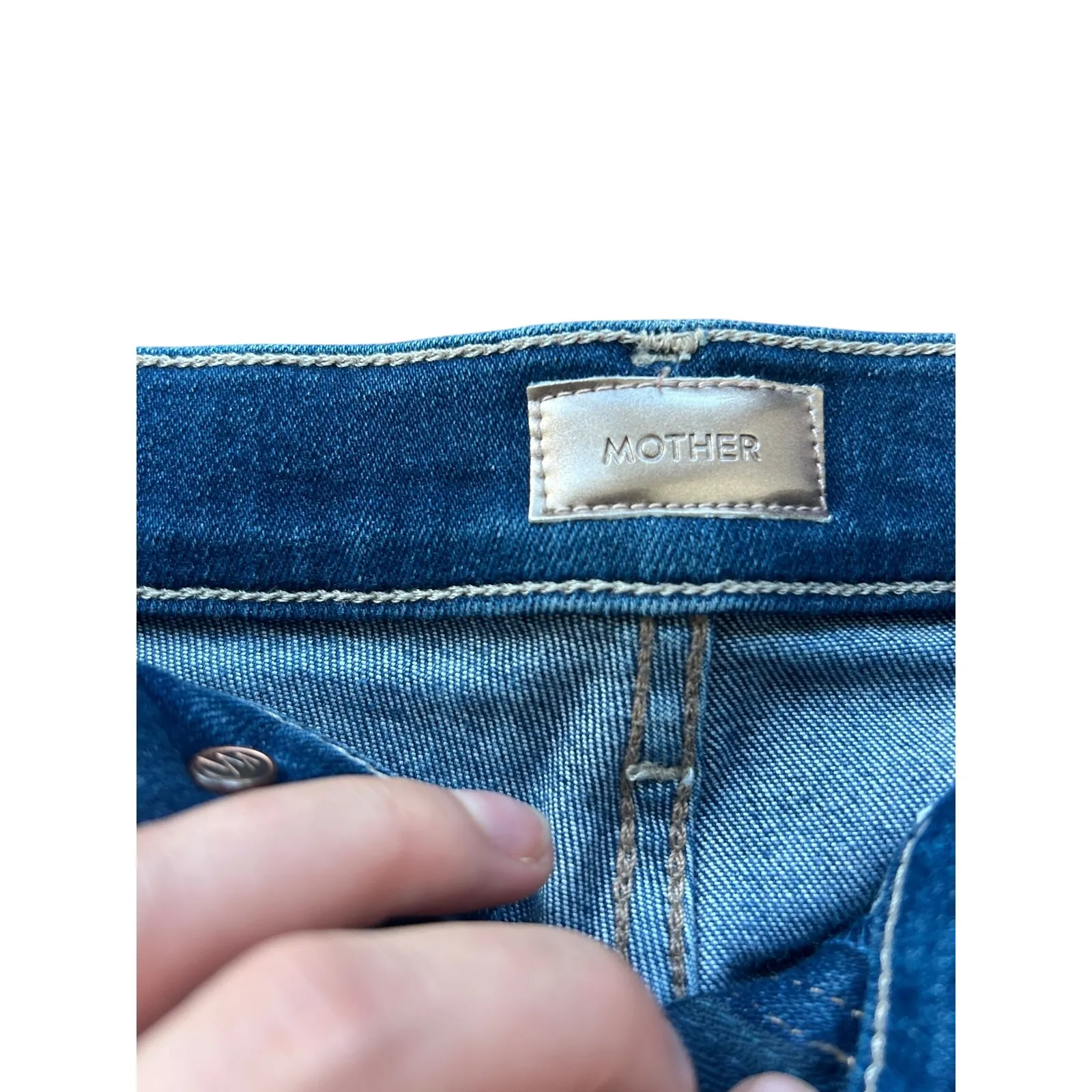 MOTHER The Hustler Ankle Fray Jeans Home Movies Dark Wash High Rise Crop Flare Blue Size 26 - Image 6