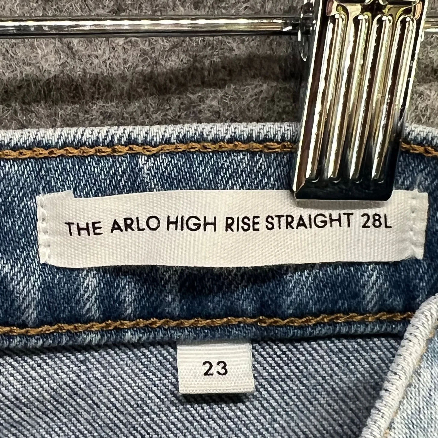 Denim Forum The Arlo High Rise Straight Jeans Womens 23 Blue Button Fly Classic - Image 11