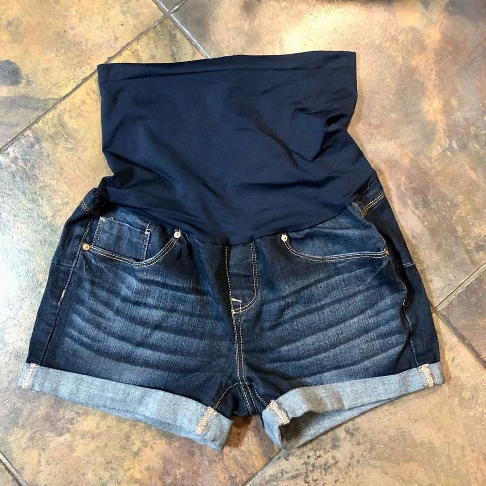 Bella Vida Women’s Maternity Shorts Full Panel Denim Jean Size Medium Blue - Image 6