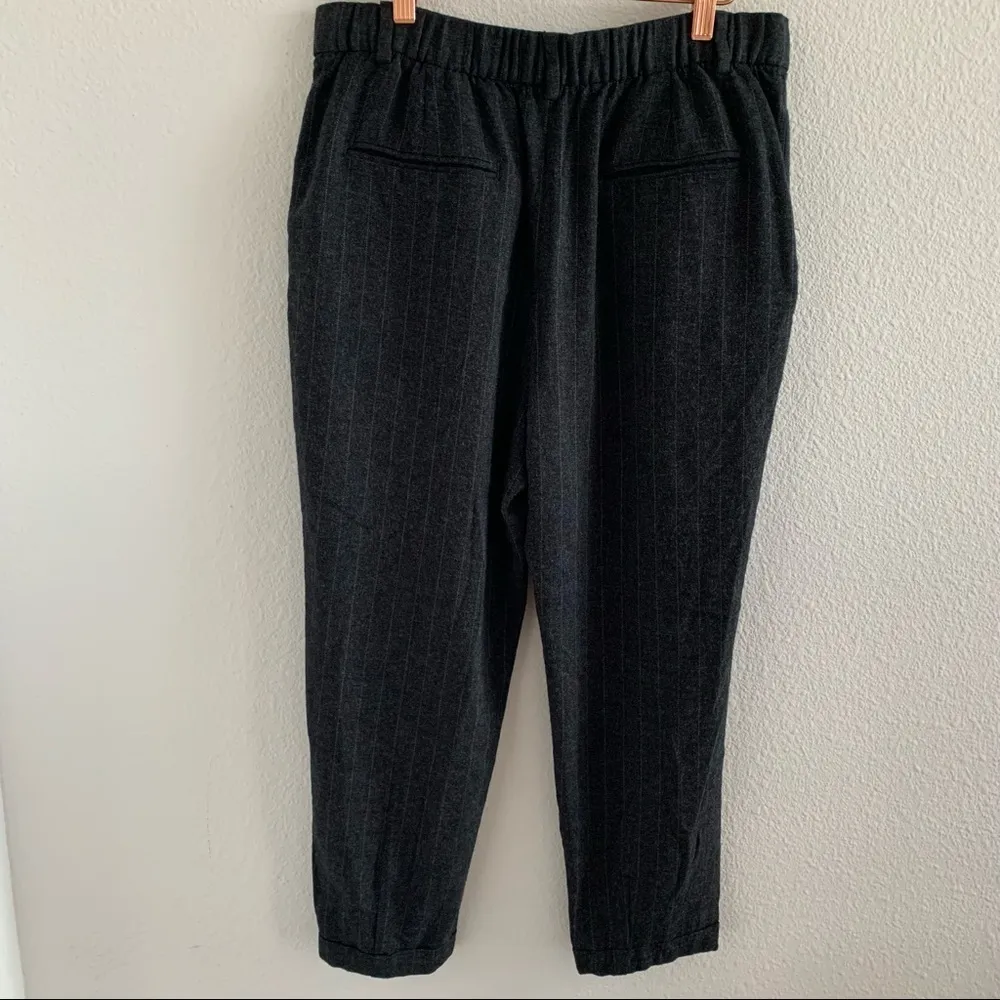 Zara Woman Pin Striped Cuffed Leg Textured Pants Career Work Trouser Large - Image 7