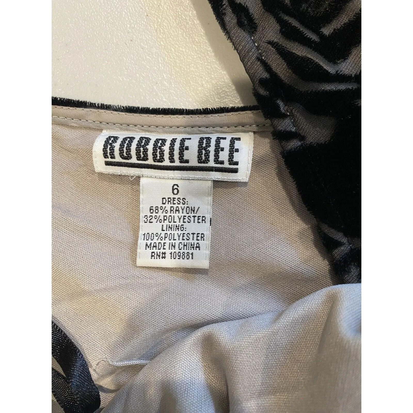 Vtg Robbie Bee Dress Women 6 Black Burn Out Velvet Rose Whimsigoth Dark Romantic - Image 6