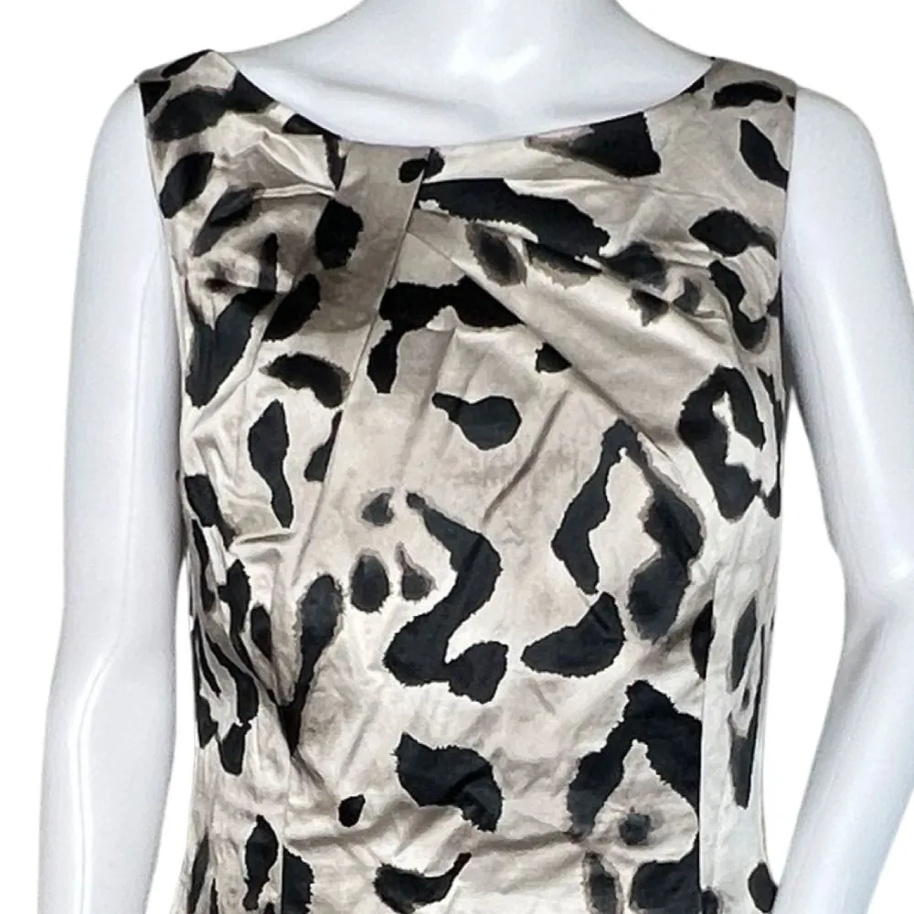 Ann Taylor Dress Women 6 Silver Black Large Leopard Print Sheath Party Cocktails - Image 6