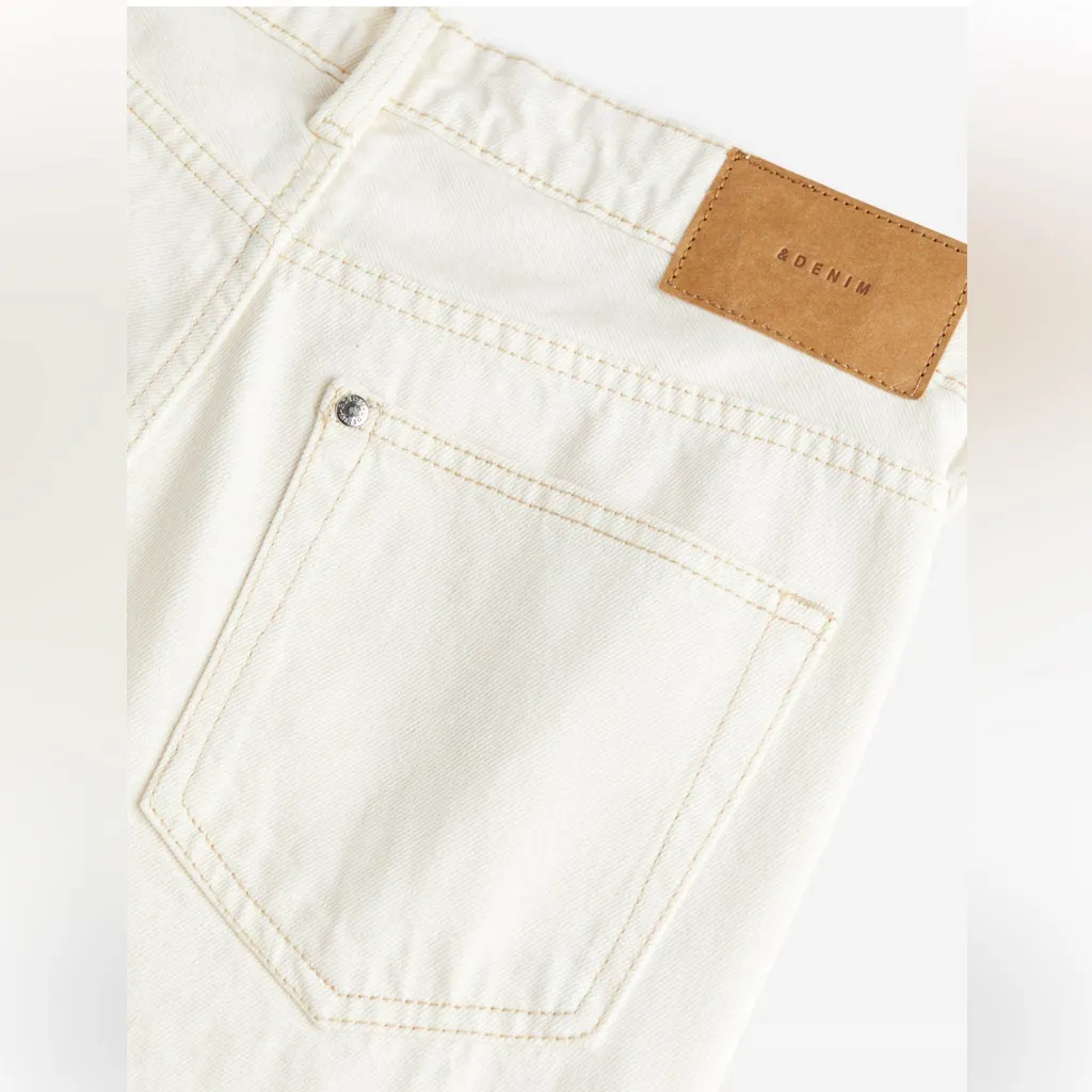 H&M Cream Regular Fit Straight Denim Jeans Mid Waist - Size 2 - NWT - Image 2