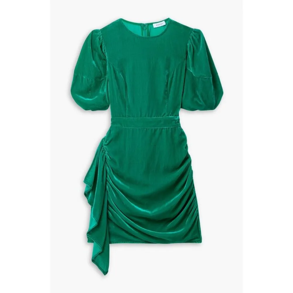 Rhode Pia Ruched Velvet Mini Dress Emerald Green Womens Size 6 - Image 12