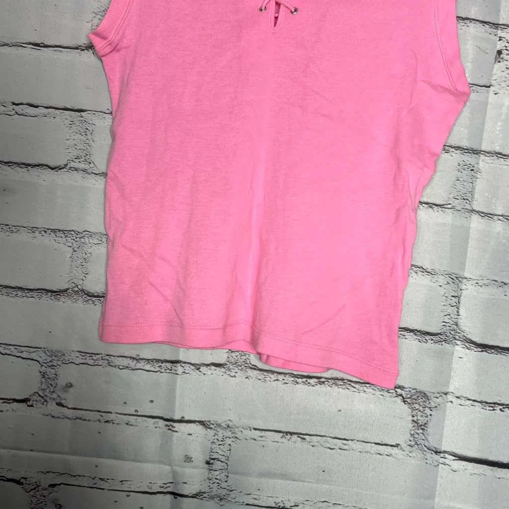 Victoria’s Secret Tie-Neck Pink Tank Sz L NWT Bubblegum Festival Summer Crop Top - Image 4